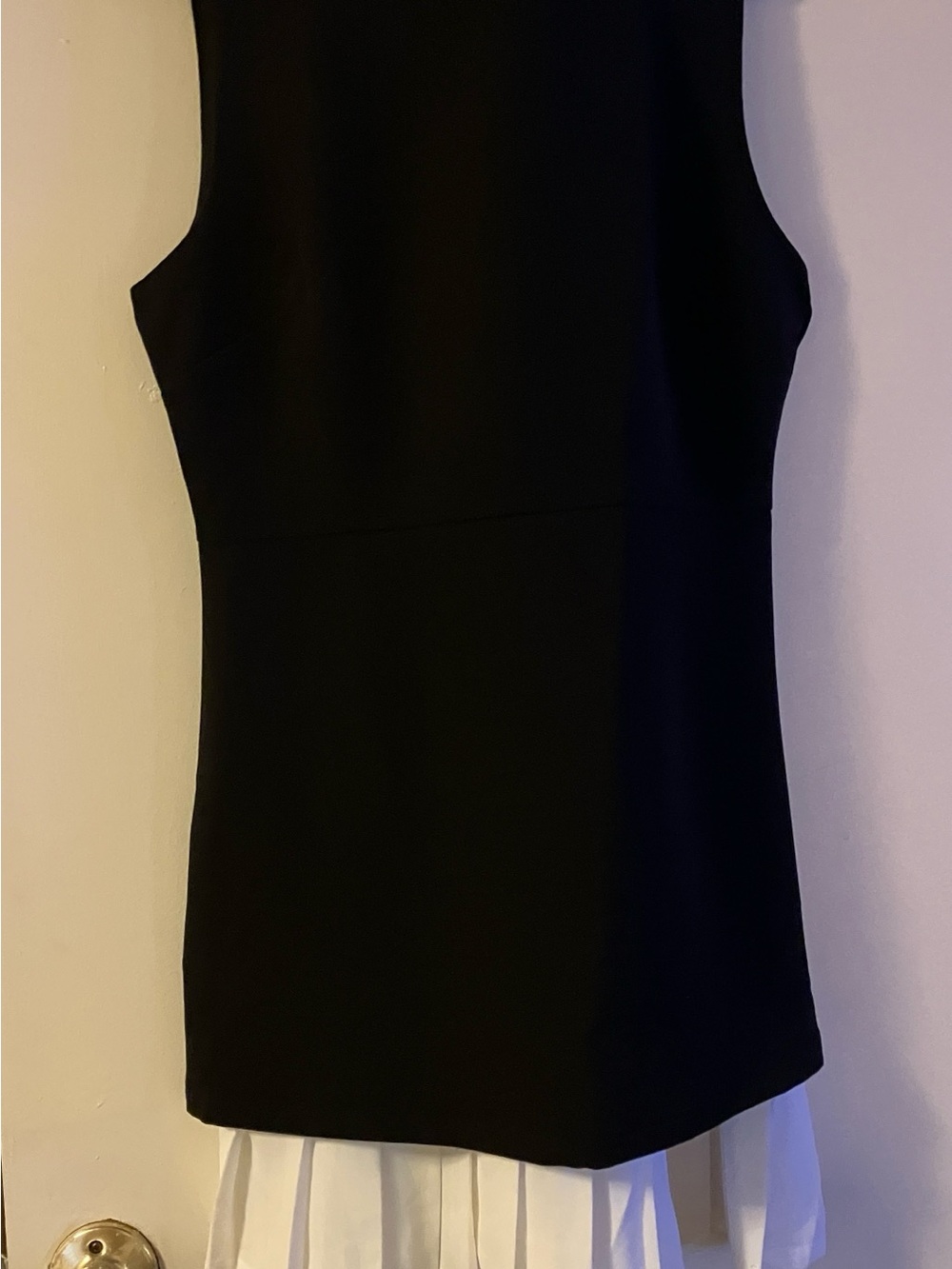 Commense Black Bodice with White Pleated Hem Mini Dress